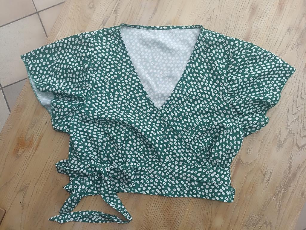 Blouse cache-coeur imprimée verte taille unique, Enlèvement ou Envoi, Comme neuf, Taille 36 (S), Vert