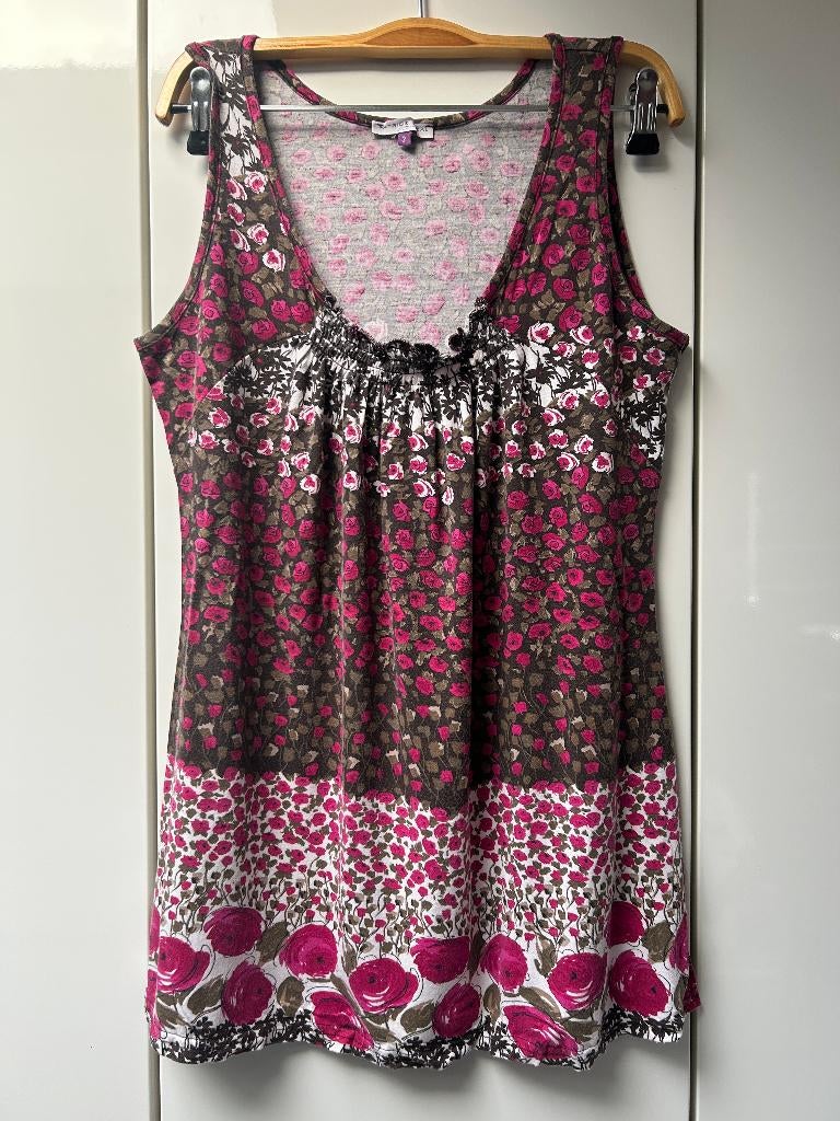 Débardeur marron à fleurs roses Patrice Breal - Taille 3 *, Vêtements | Femmes, Sans manches, Taille 38/40 (M), Enlèvement ou Envoi