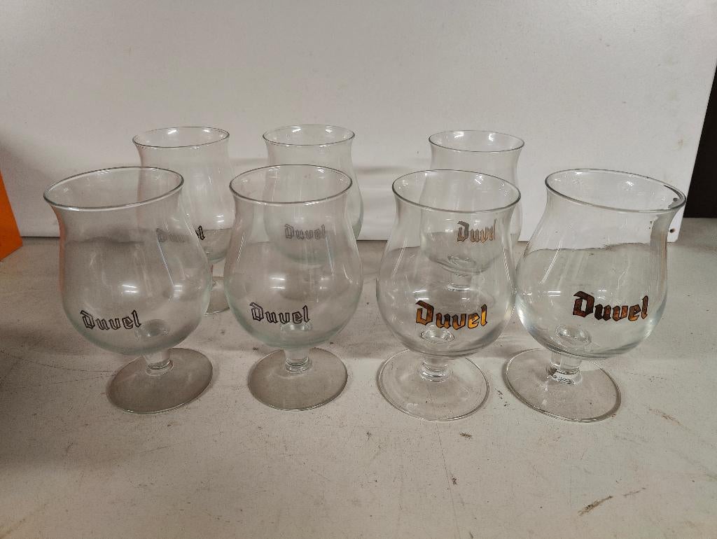 Lot van 7 Duvel bierglazen, Ophalen of Verzenden, Zo goed als nieuw