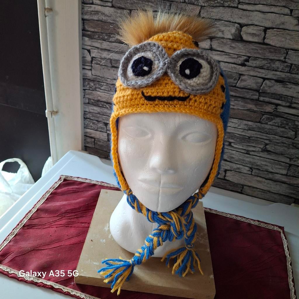 Minion muts met bijpassende sjaaltje voor kleuters, Ophalen of Verzenden, Muts