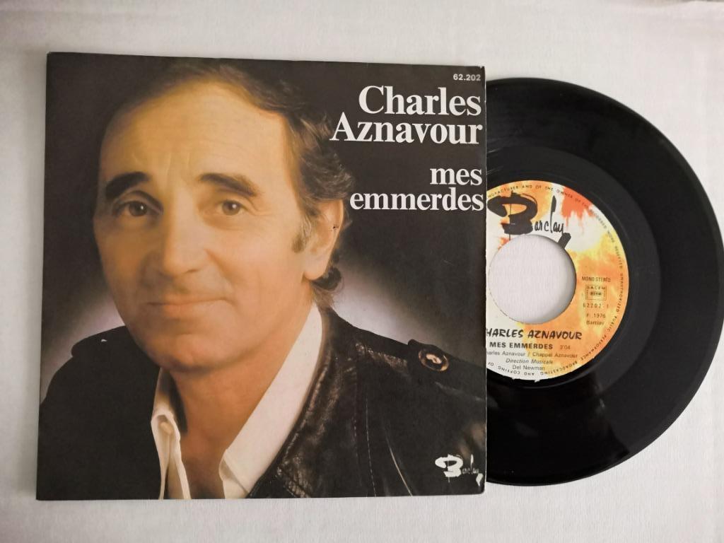 CHARLES AZNAVOUR - Mes emmerdes (45t), CD & DVD, Vinyles Singles, Enlèvement ou Envoi, Comme neuf, Pop