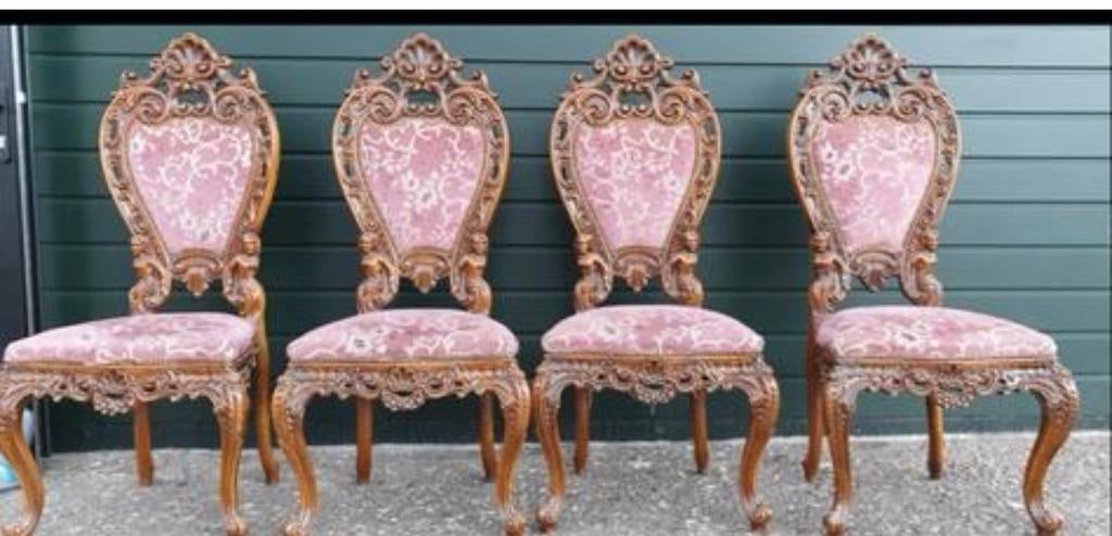 4 barok eetkamer stoelen, Antiek en Kunst, Antiek | Meubels | Stoelen en Sofa's, Ophalen