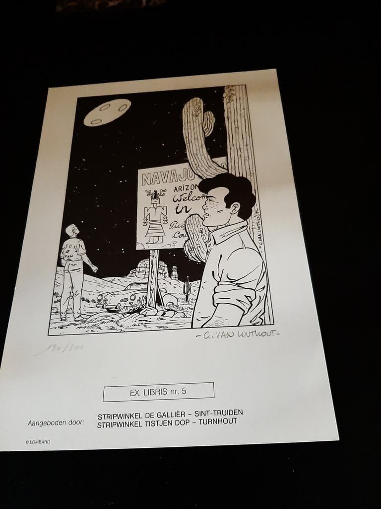 Ex-Libris nr.5 Georges van Linthout (Georges V) UFO Alarm, Antiek en Kunst, Kunst | Litho's en Zeefdrukken, Ophalen of Verzenden