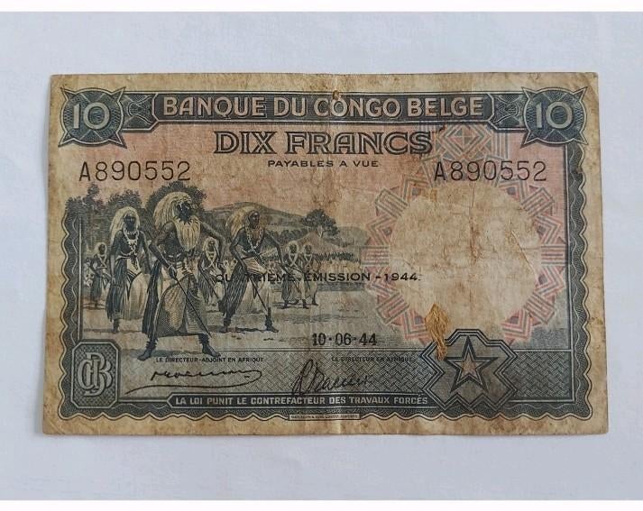 10 belgische congo frank, Ophalen of Verzenden