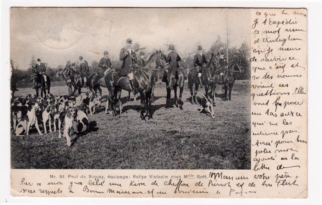 Carte postale Chasse à courre Equipage Rallye Vielsalm 1910, Collections, Envoi, Avant 1920, Affranchie, Luxembourg
