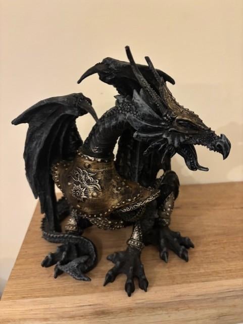 zwarte brons draak beeld, Ophalen, Zo goed als nieuw, Fantasy
