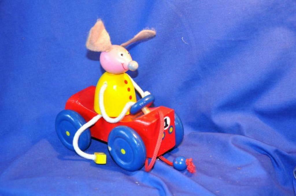 § jouet en bois a tirer souris pilote de voiture rouge, Enlèvement ou Envoi, Utilisé, Jouet à Pousser ou Tirer