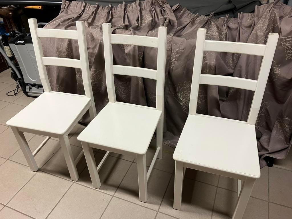 3 houten Ikea Stoelen, Huis en Inrichting, Stoelen, Ophalen, Wit