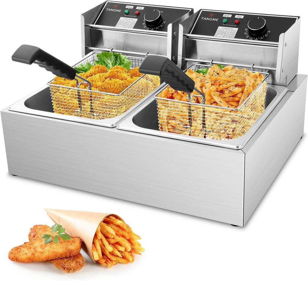 Friteuse Double bac 2x 6L Neuf, Electroménager, 4 litres ou plus, Enlèvement ou Envoi, Neuf, Friteuse duo