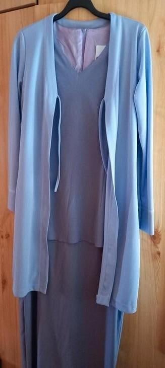 Lila suitekleedje met overblouse Mt 40, Ophalen of Verzenden, Zo goed als nieuw, Paars, Bruidsmeisjeskleding