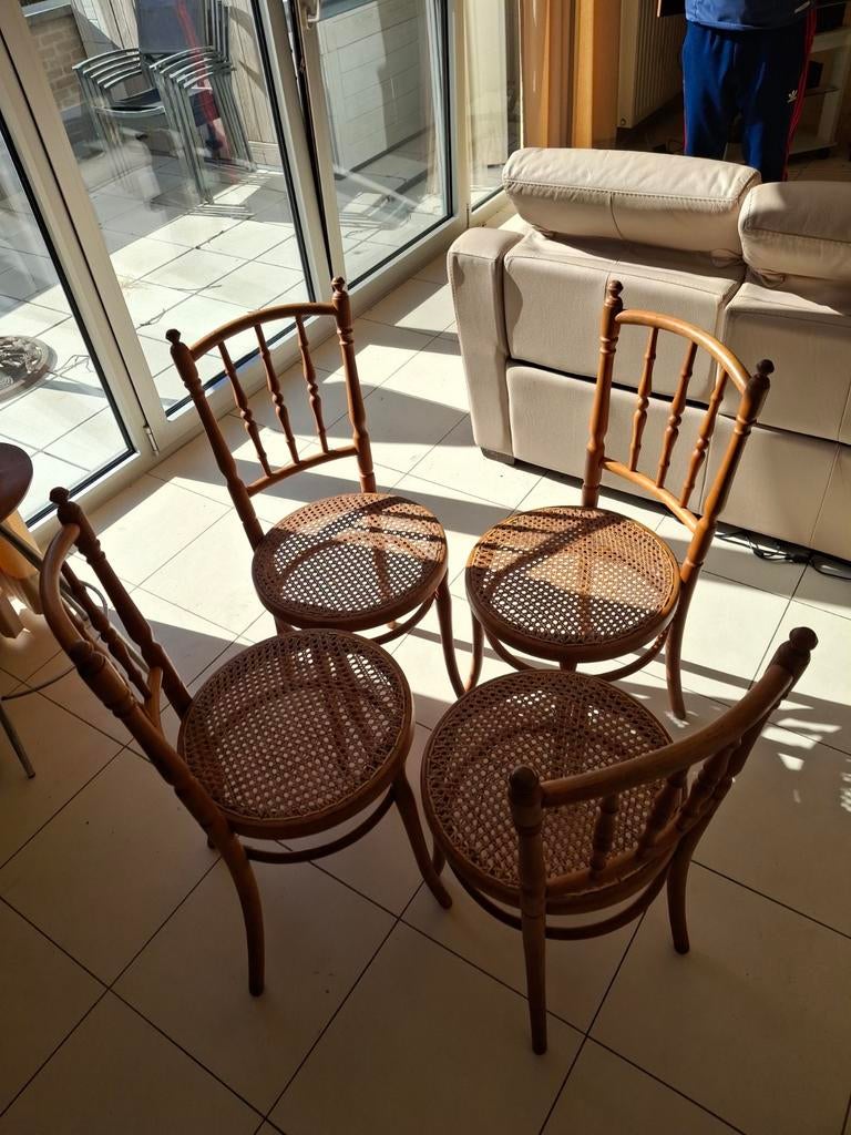 4 Stoelen, Ophalen, Gebruikt, Bruin, Riet of Rotan