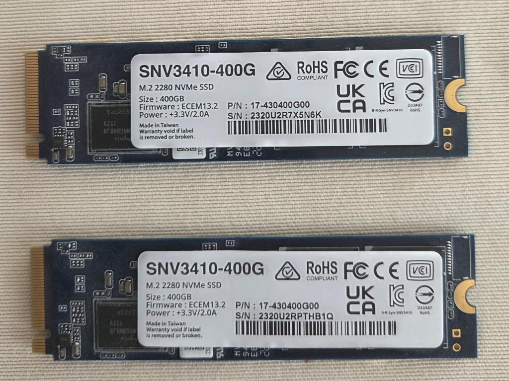 2x Synology SNV3410-400G M.2 2280 NVMe SSD, Computers en Software, Harde schijven, Gebruikt, SSD, NAS, Ophalen