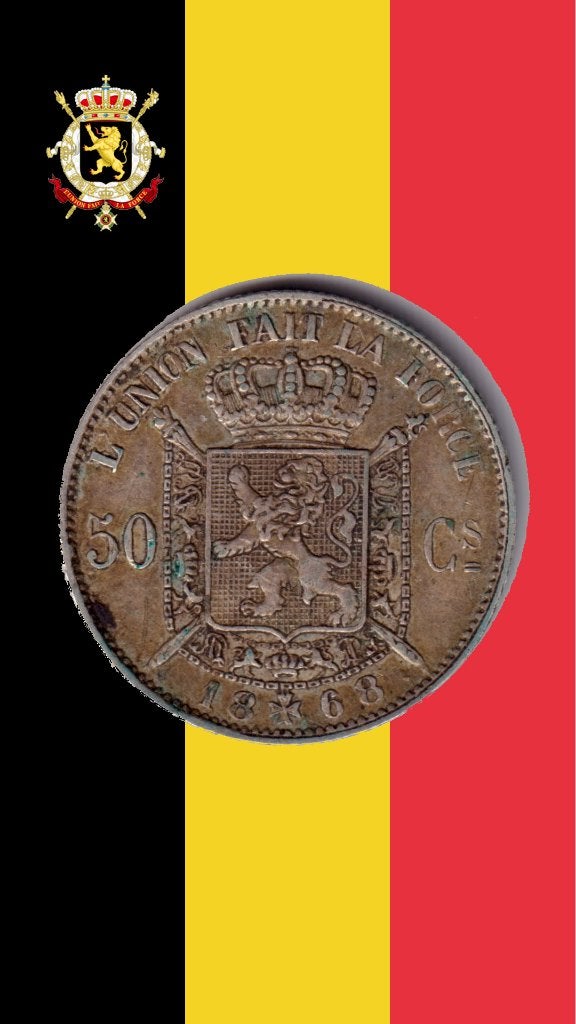 50 cent 1866 FR (zonder accent) - Leopold II (kwaliteit!), Verzenden, Zilver, Losse munt, Zilver