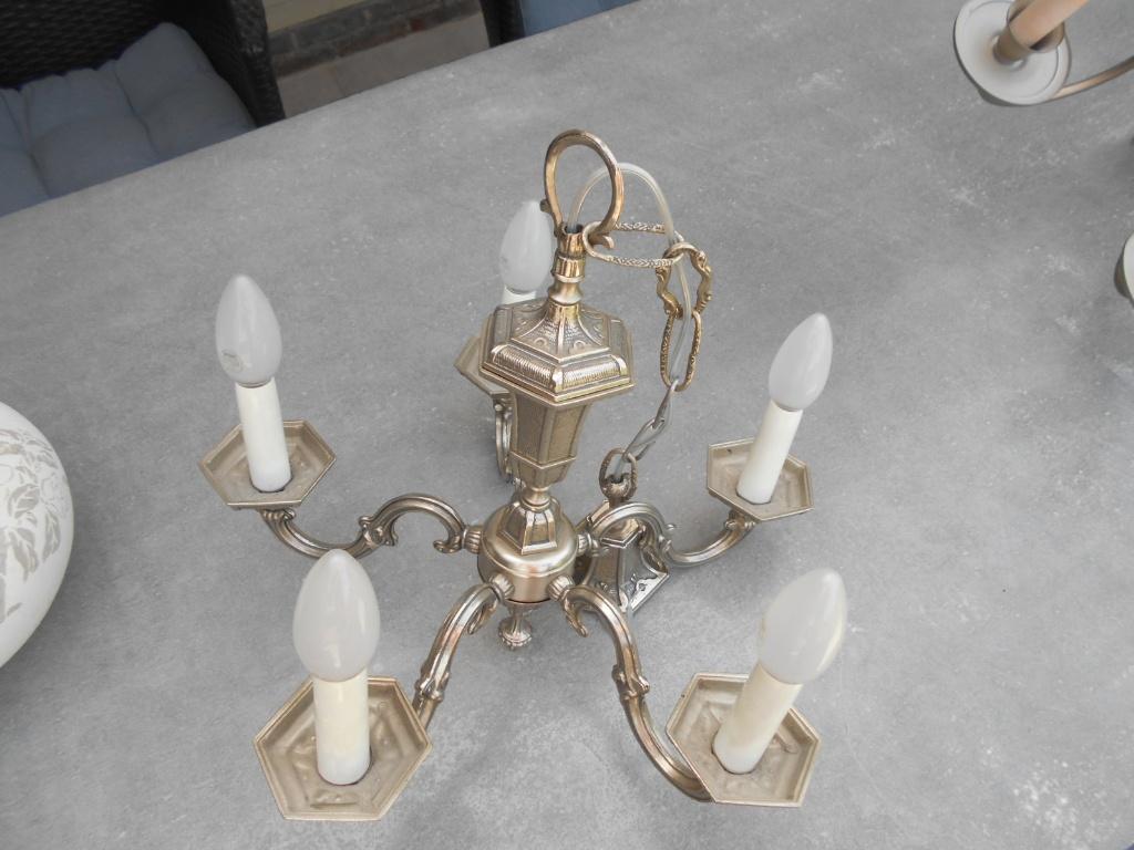 LUSTER MASSIEF( ZILVER ) dia 40 cm h40 cm 5 lampjes, Enlèvement