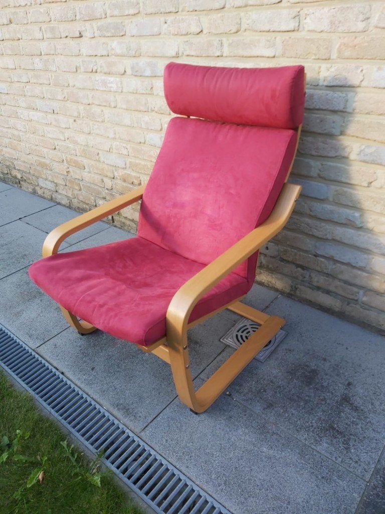 Ikea poang fauteuil rouge, Maison & Meubles, Enlèvement, Utilisé, Tissus