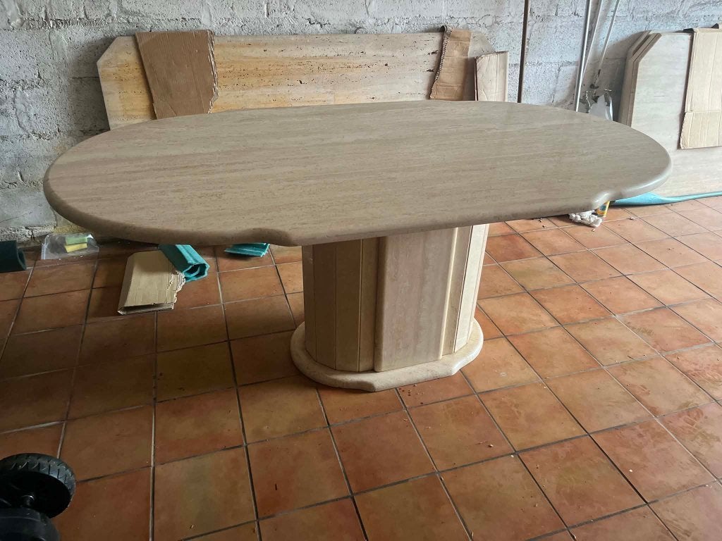 Table à manger ovale en travertin 180x100x74, Maison & Meubles, Enlèvement ou Envoi