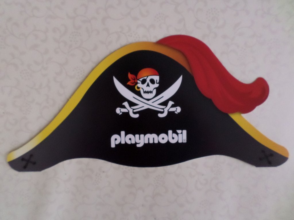 Chapeau de pirate Playmobil 4 noir rouge doré plume épée, Neuf, Pirates, Enlèvement ou Envoi, Kit complet