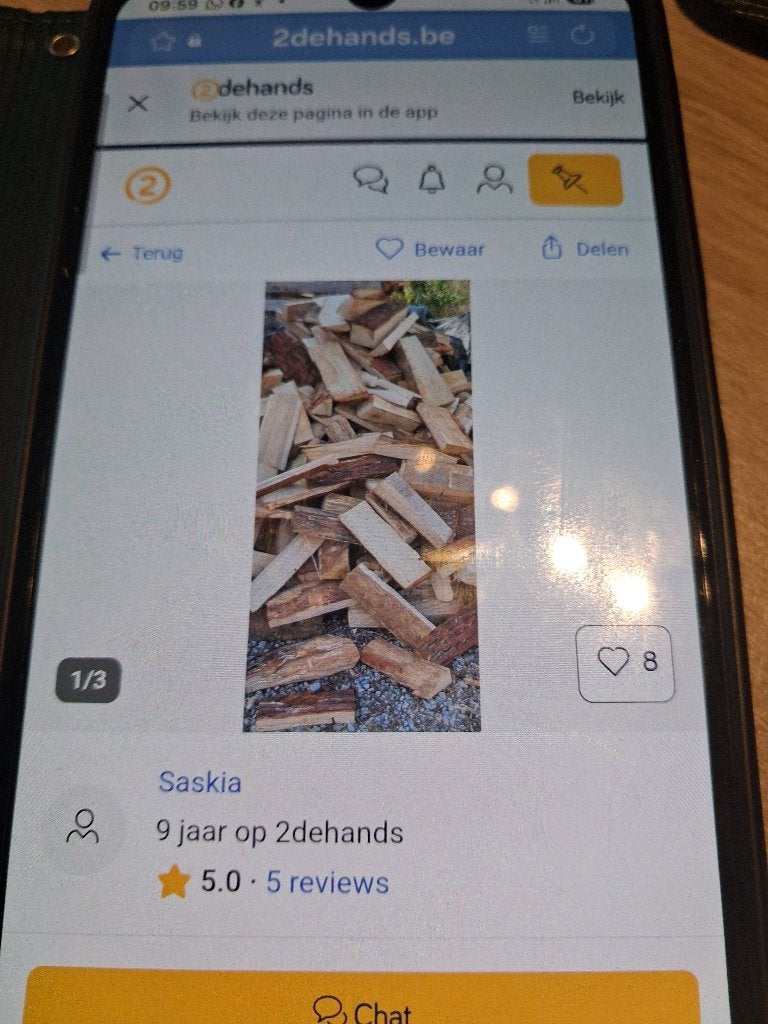Droogbrandhout Saskia, Ophalen, Gebruikt