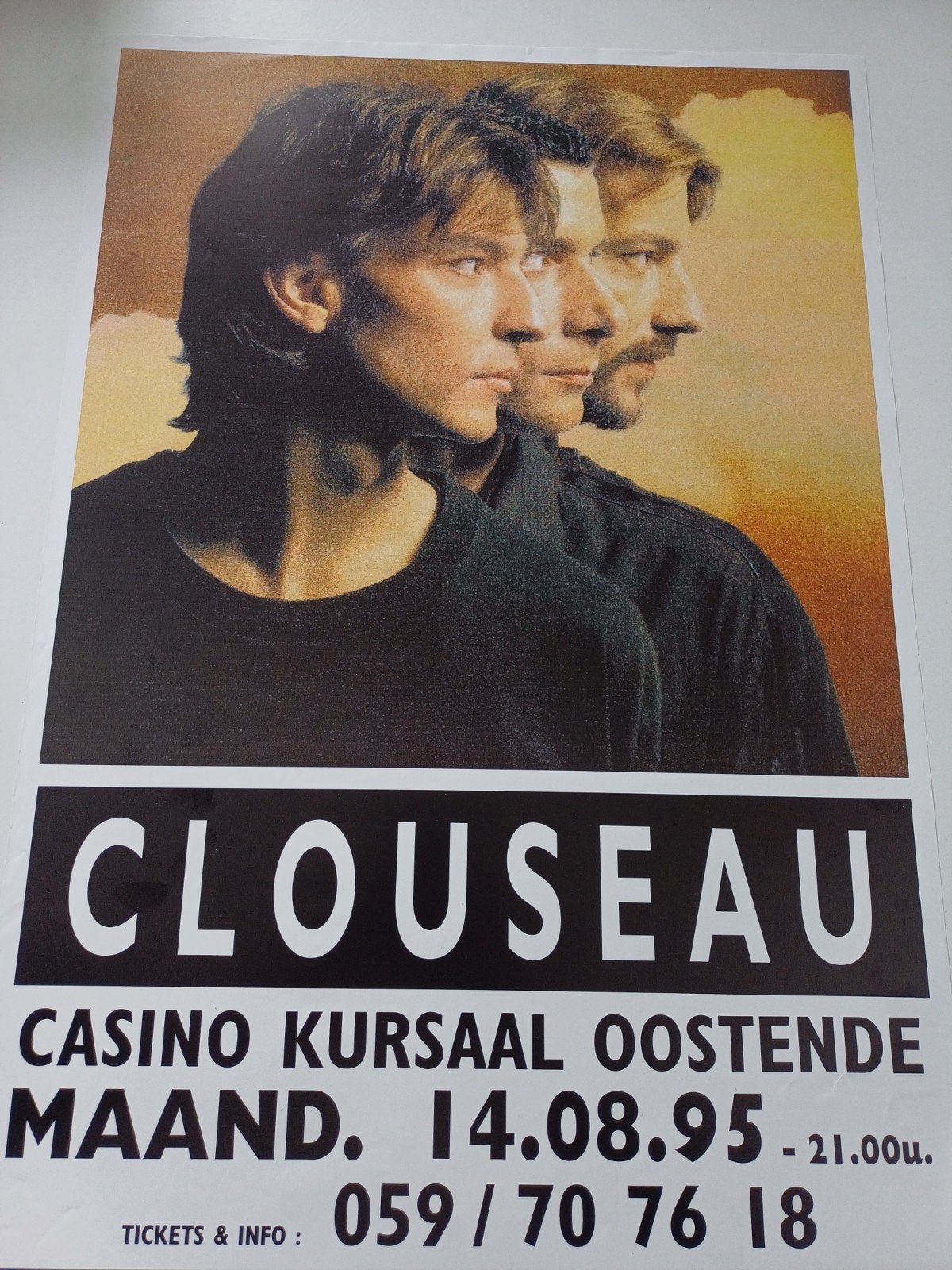 Affiche Clouseau concert in Oostende (1995), Rechthoekig Staand, Ophalen of Verzenden, Zo goed als nieuw, A1 t/m A3