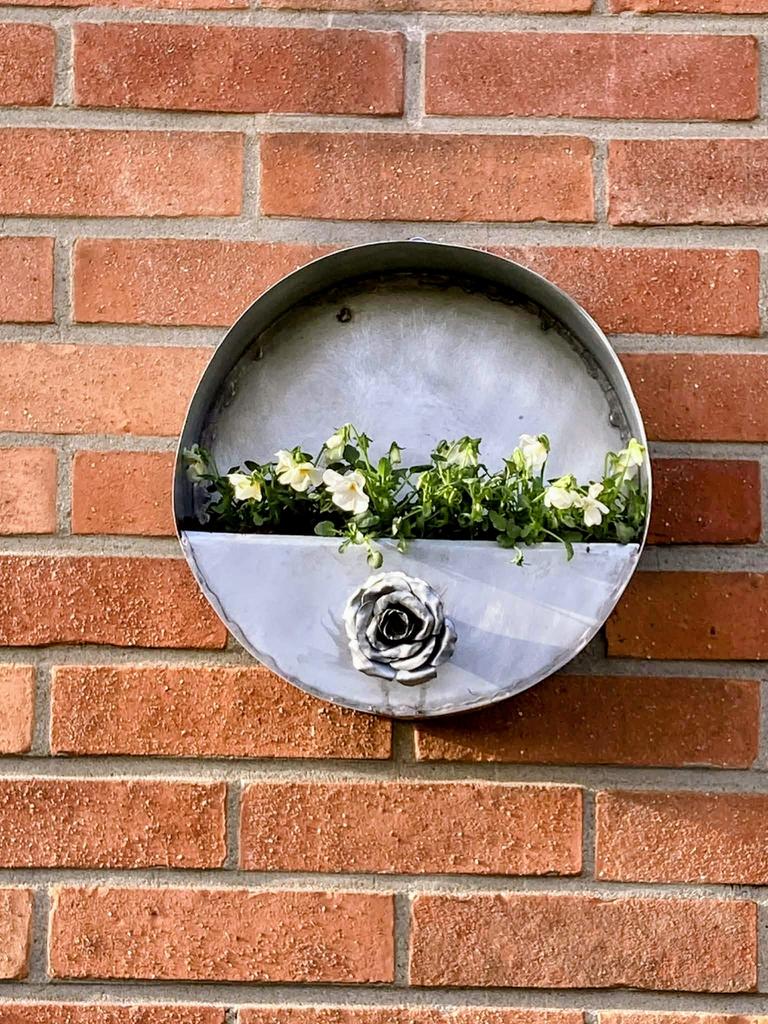 Ronde plantenbak met zinken wand - Handgemaakt, Tuin en Terras, Bloembakken en Plantenbakken, Nieuw, Overige materialen, Balkon