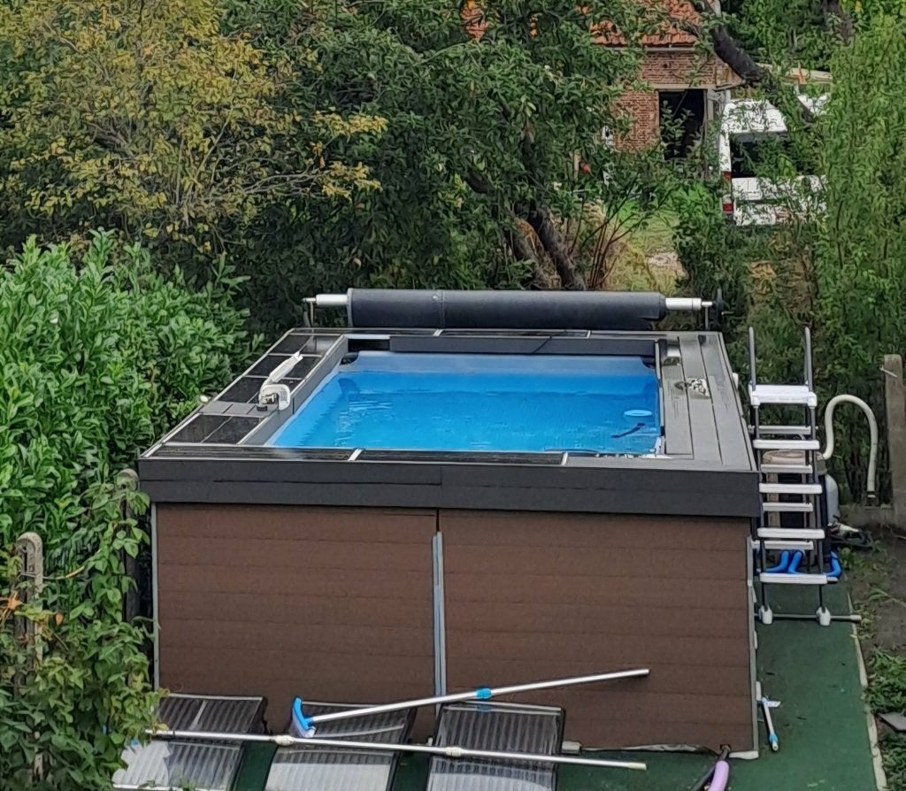 Solar cover op en afroller., Ophalen, Gebruikt