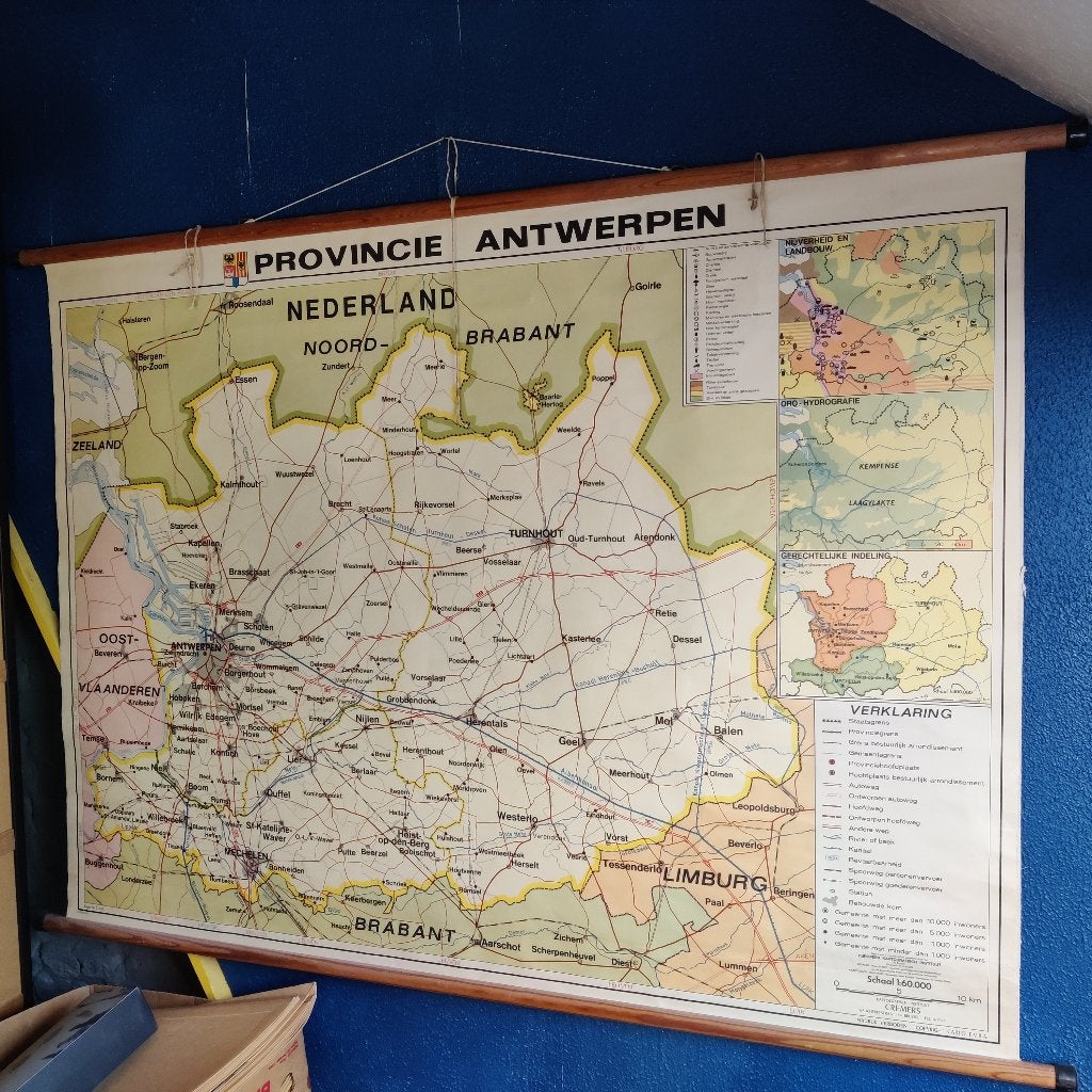 Didactische wandplaat provincie Antwerpen, Europees Kartografisch Instituut Cremers, Comme neuf, Enlèvement, 20e siècle ou après