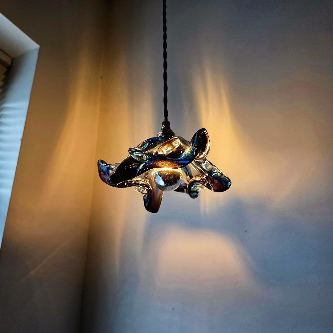 Lampe suspendue vintage en verre de Murano., Antiquités & Art, Enlèvement ou Envoi
