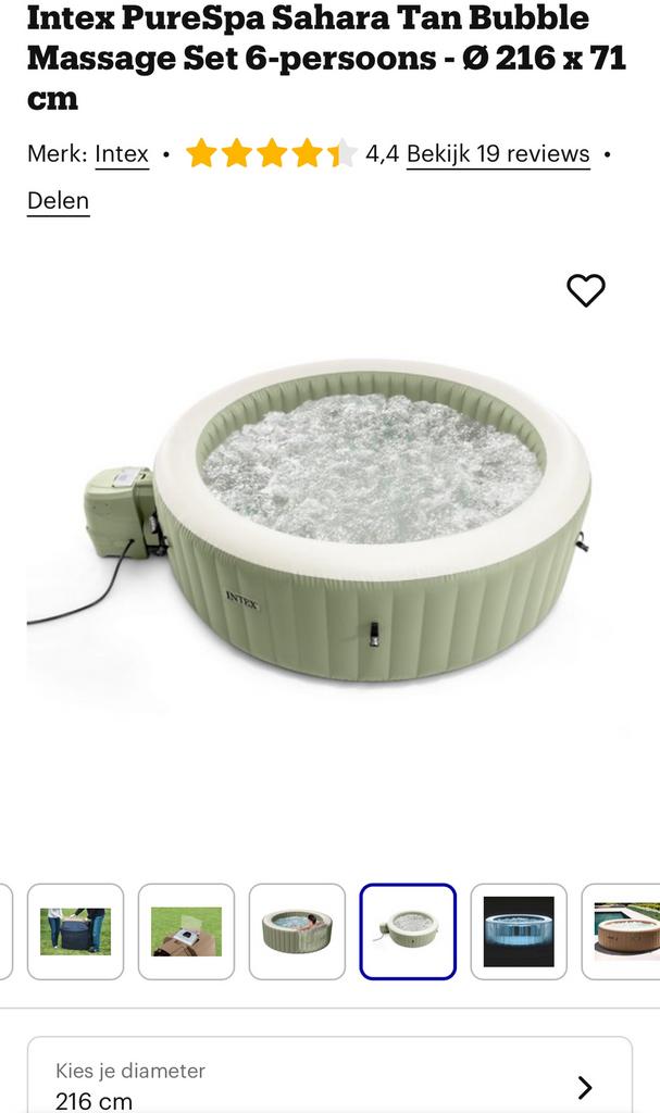 Intex Hottub diameter 2m16 marine blue., Ophalen, Gebruikt, Filter, Opblaasbaar