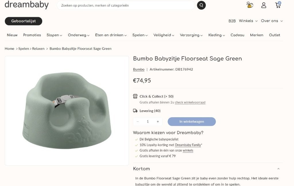BUMBO baby zitje, Kinderen en Baby's, Ophalen, Zo goed als nieuw
