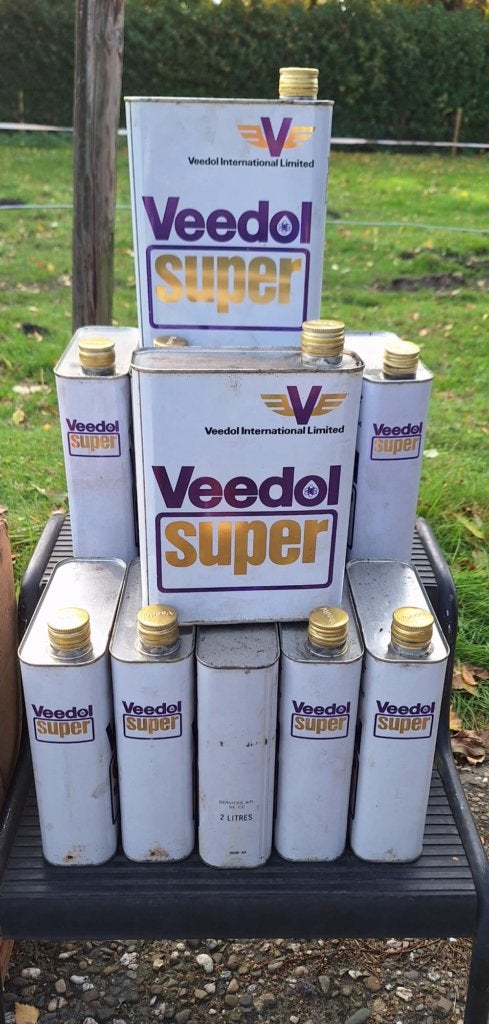 12 vintage Veedol Super Olie blikken in originele doos️️️️⛽️, Enlèvement ou Envoi, Utilisé