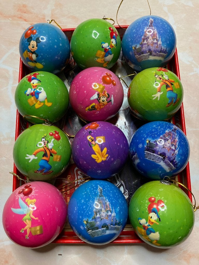 12 kerstballen Disney figuren, Ophalen of Verzenden, Zo goed als nieuw