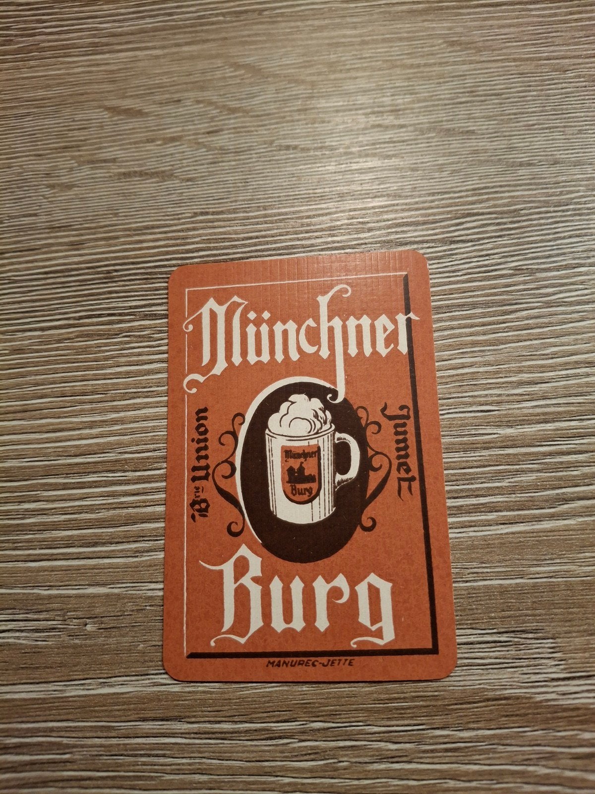 Vooroorlogse speelkaart munchner burg union jumet, Collections, Marques de bière, Enlèvement ou Envoi
