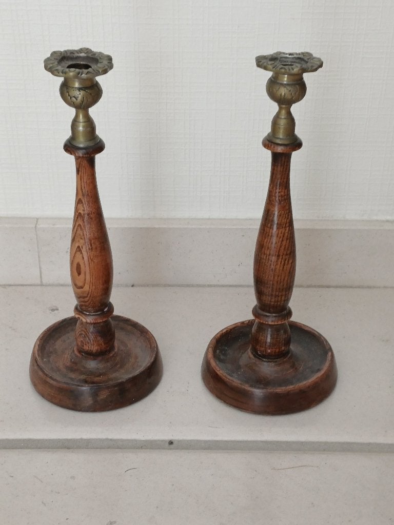 2 antieke kandelaars, Antiek en Kunst, Ophalen, Koper of Brons