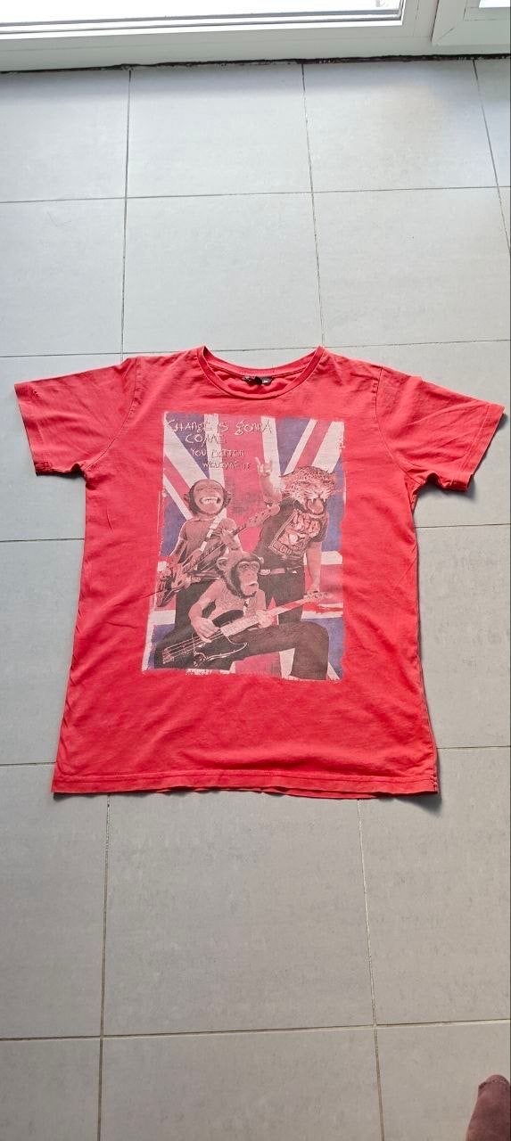 Rode T-shirt met Dierenprint – Casual, Verzenden, Gedragen, Maat 46 (S) of kleiner, Rood