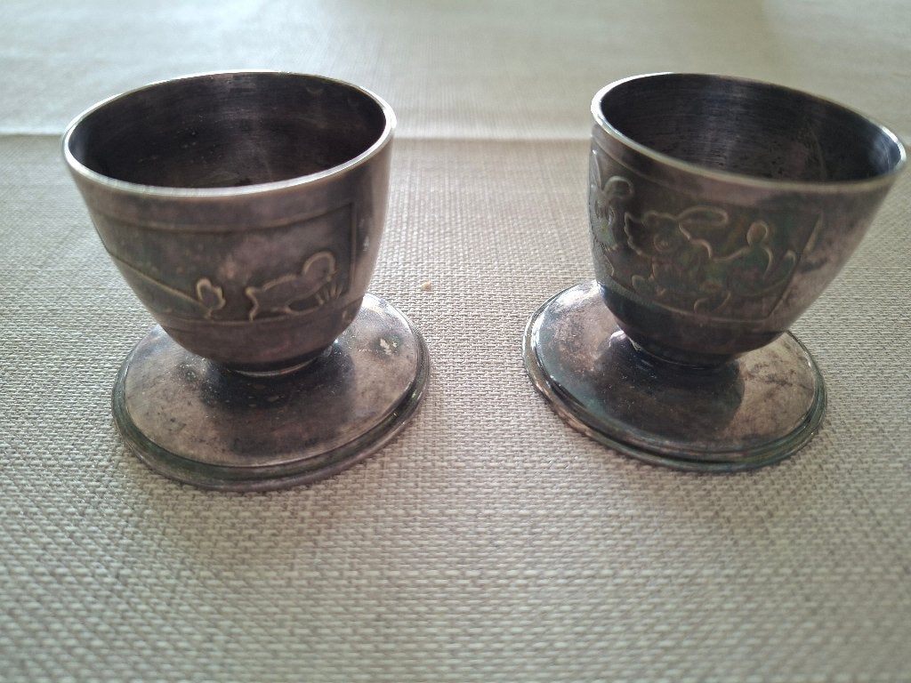 Vintage verzilverde eierdopjes, Verzamelen, Ophalen