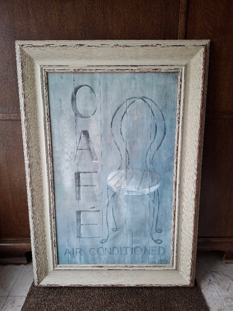 Tableau encadré Café vintage, Autres sujets, Panneau, Enlèvement, Encadré