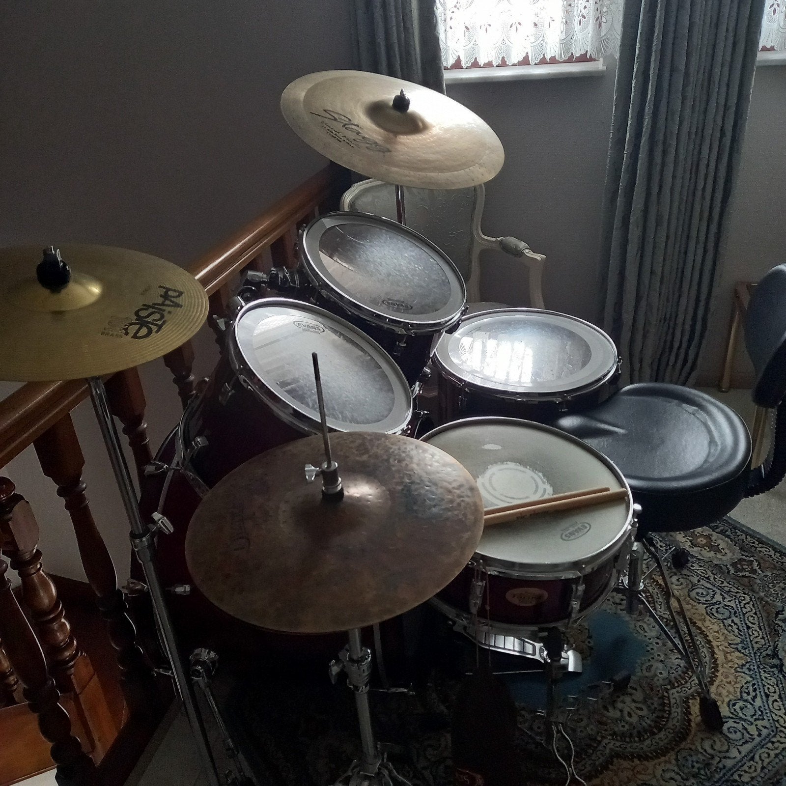 Bordeau drumstel en een aantal benodigheden, Muziek en Instrumenten, Ophalen, Pearl