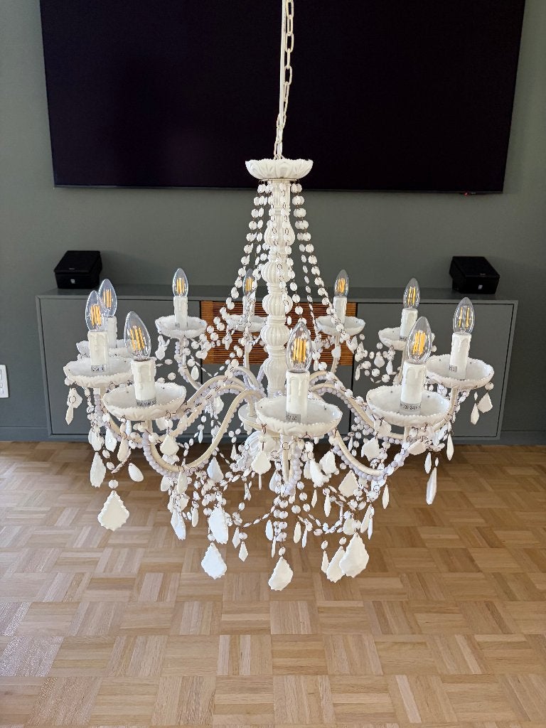 Hanglamp - Grote Luster wit, Huis en Inrichting, Lampen | Hanglampen, Ophalen, Nieuw, Kunststof, E14 (klein)