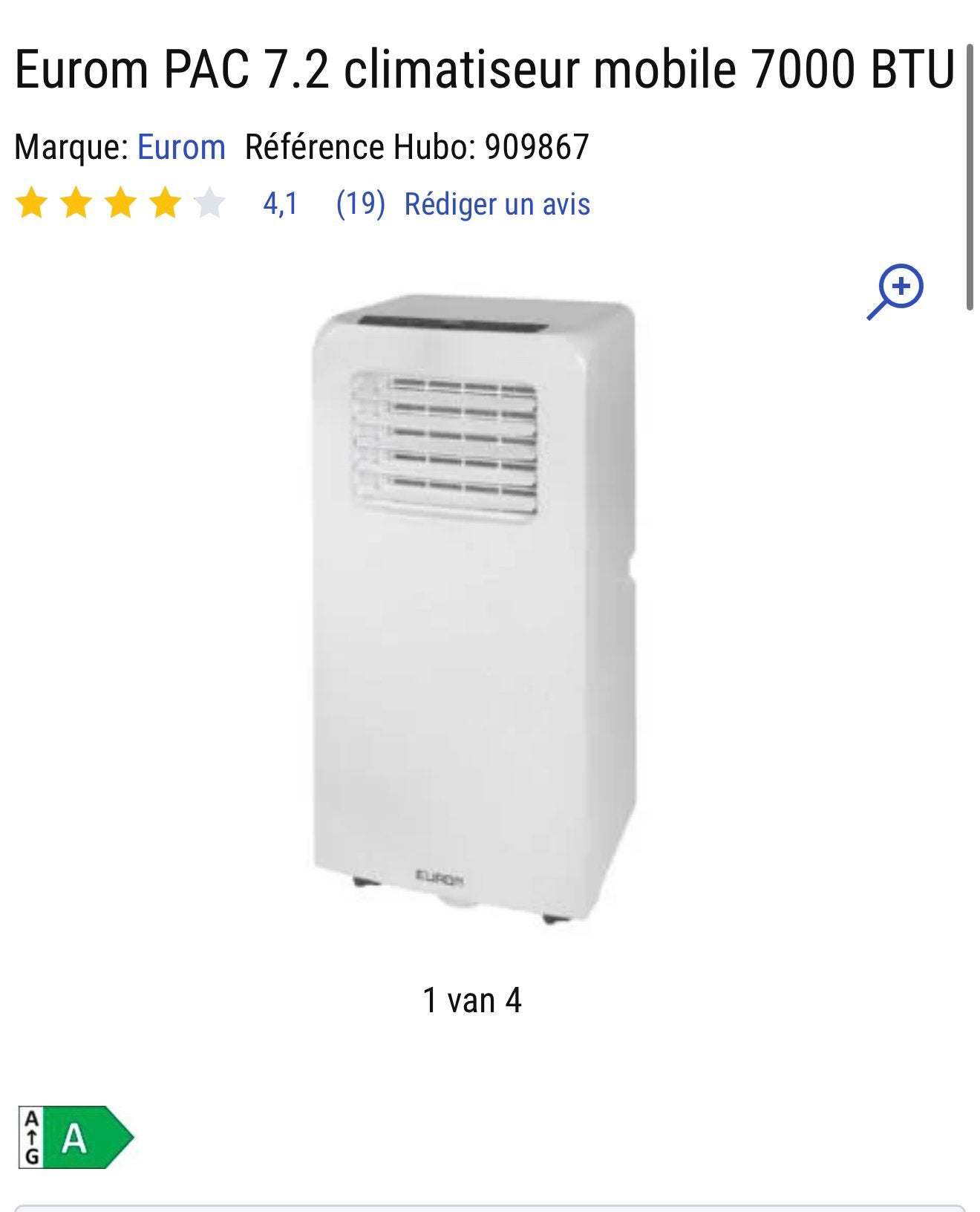 Eurom PAC 7.2, Electroménager, Climatiseurs, Enlèvement