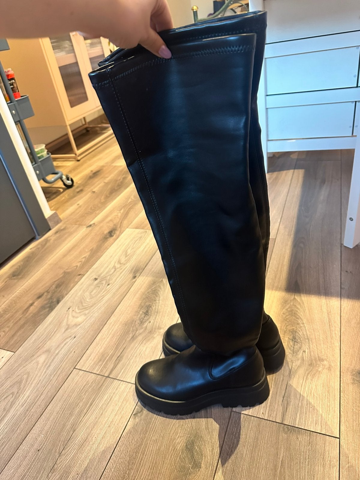 Over-the-knee boots, Hoge laarzen, Zwart, Ophalen of Verzenden, Zo goed als nieuw