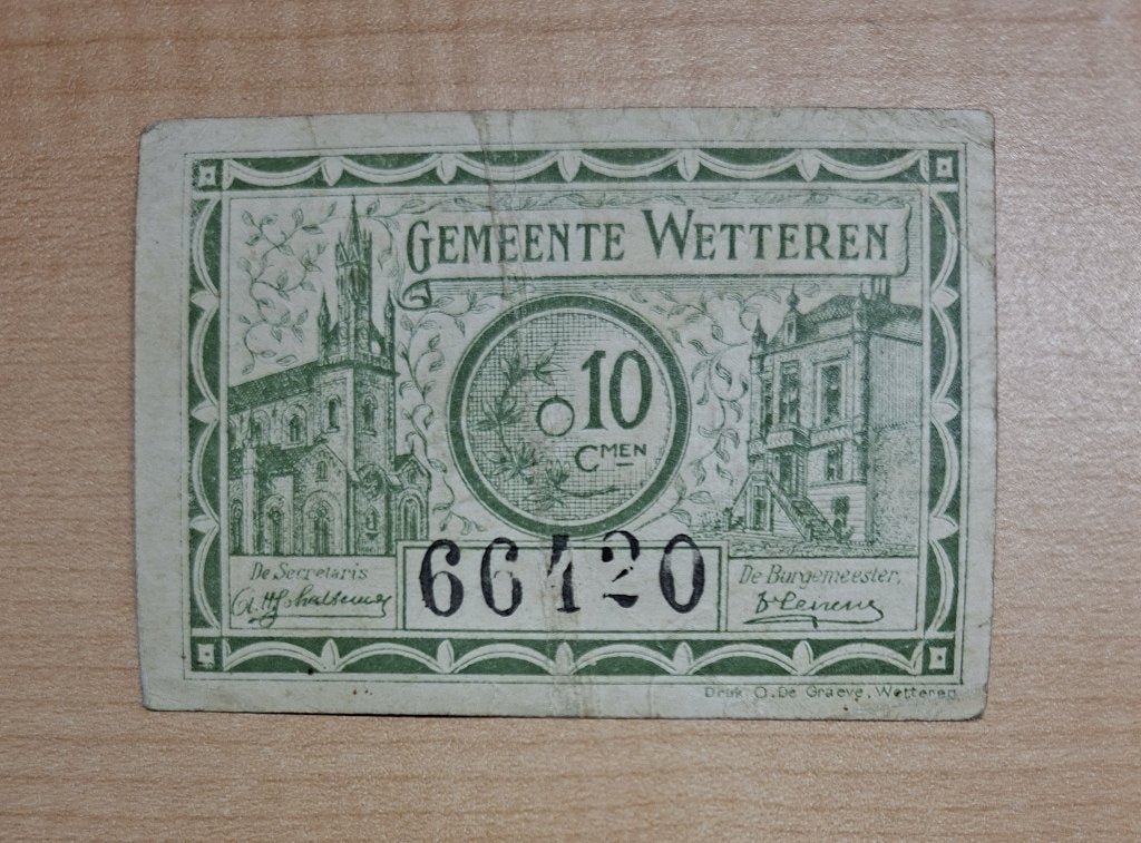10 CENTIEM 1918    WETTEREN    € 3, Ophalen of Verzenden, Los biljet