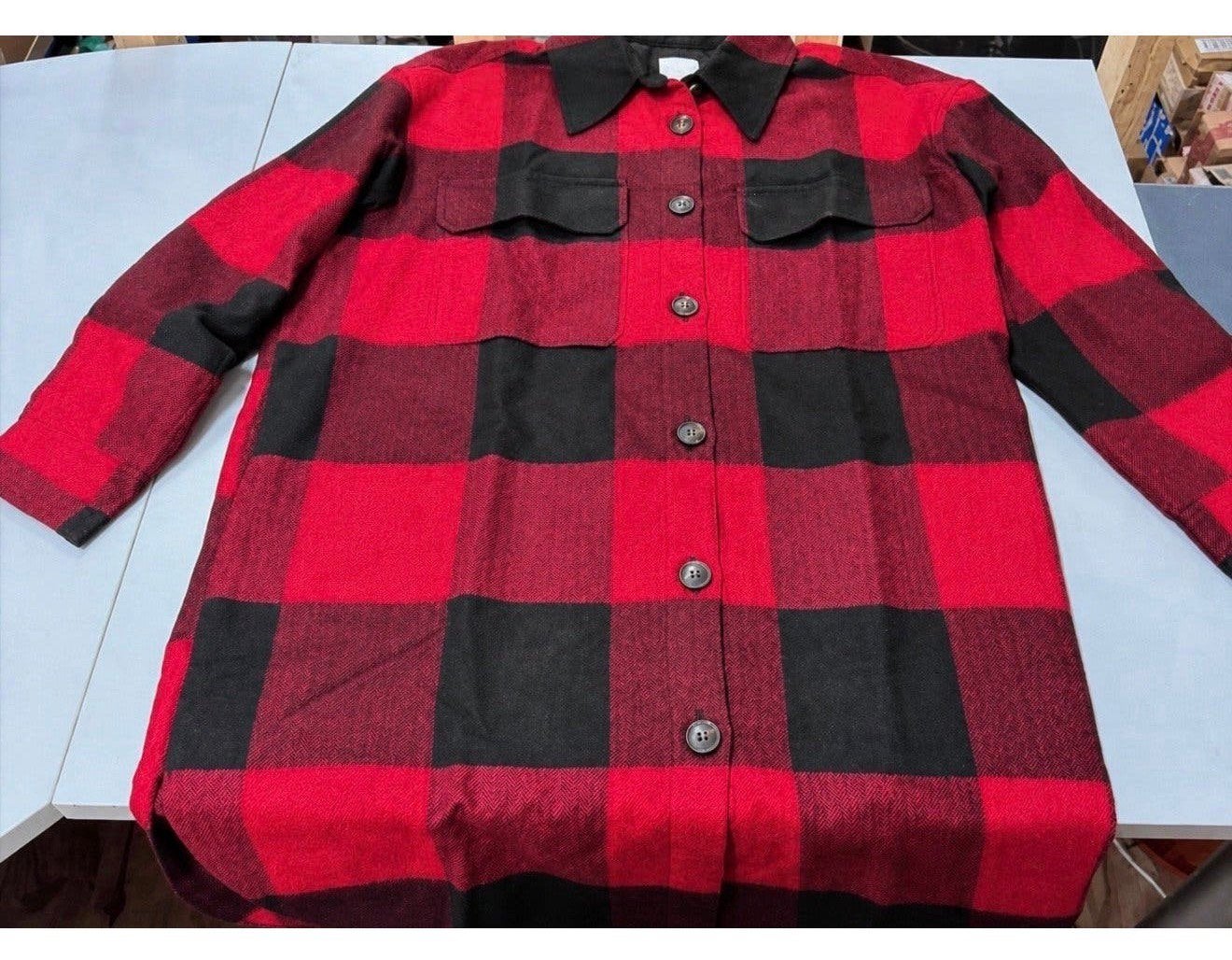 Veste à carreaux H&M - L pour homme, rouge et noir, Enlèvement ou Envoi, Comme neuf, Taille 52/54 (L), Rouge