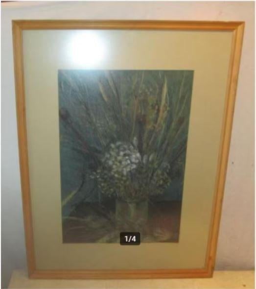 Prachtige Geschilderd Aquarel 'Bloemen in Ketel' - Maes, Ophalen of Verzenden