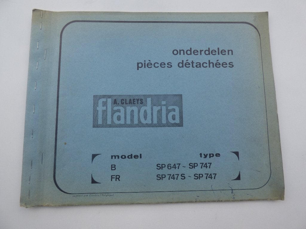LISTE DES PIÈCES FLANDRIA SP647/SP747, Enlèvement ou Envoi, Utilisé