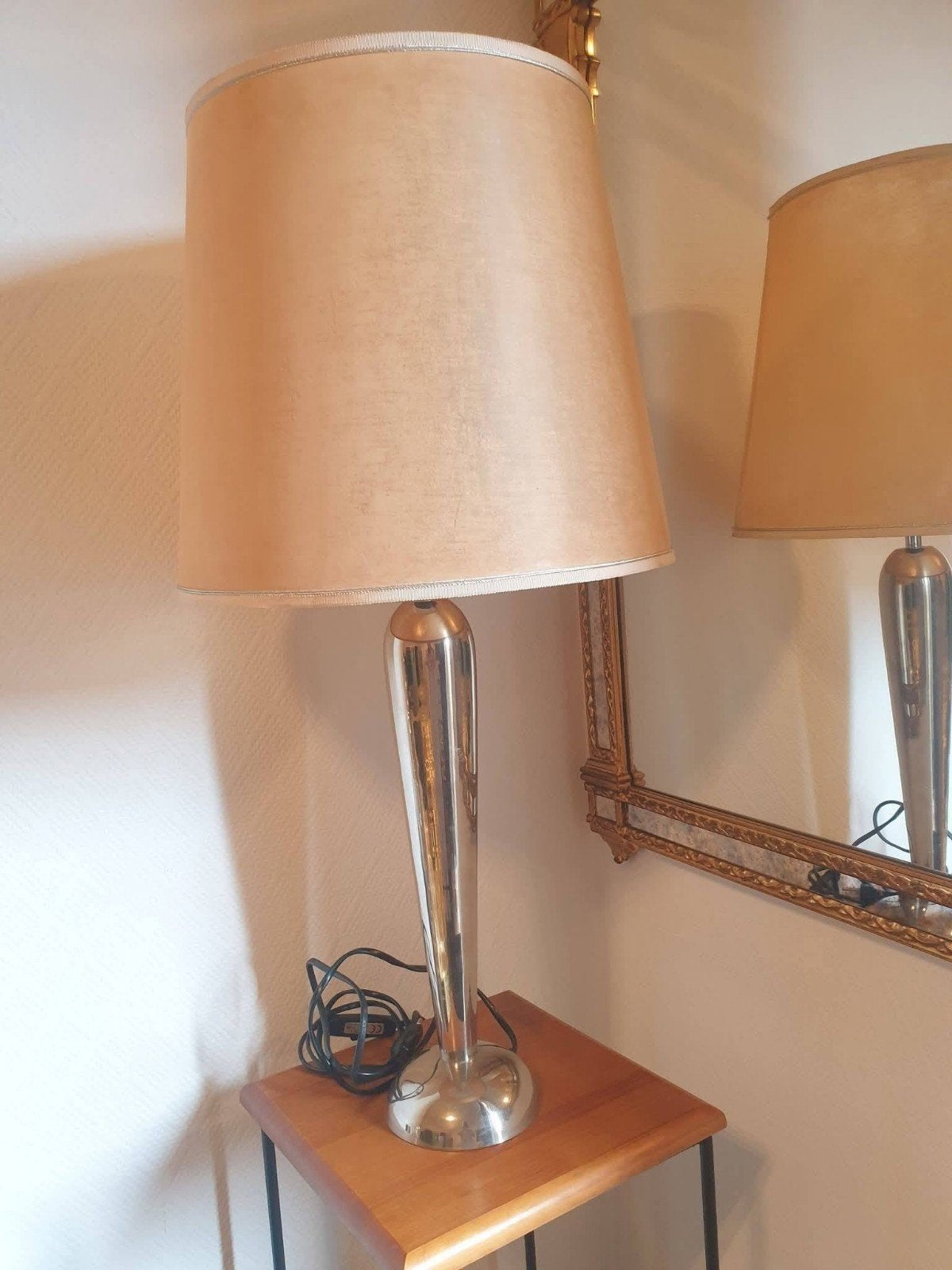 retro tafellamp, Huis en Inrichting, Lampen | Tafellampen, Beige, Ophalen, Metaal, Modern