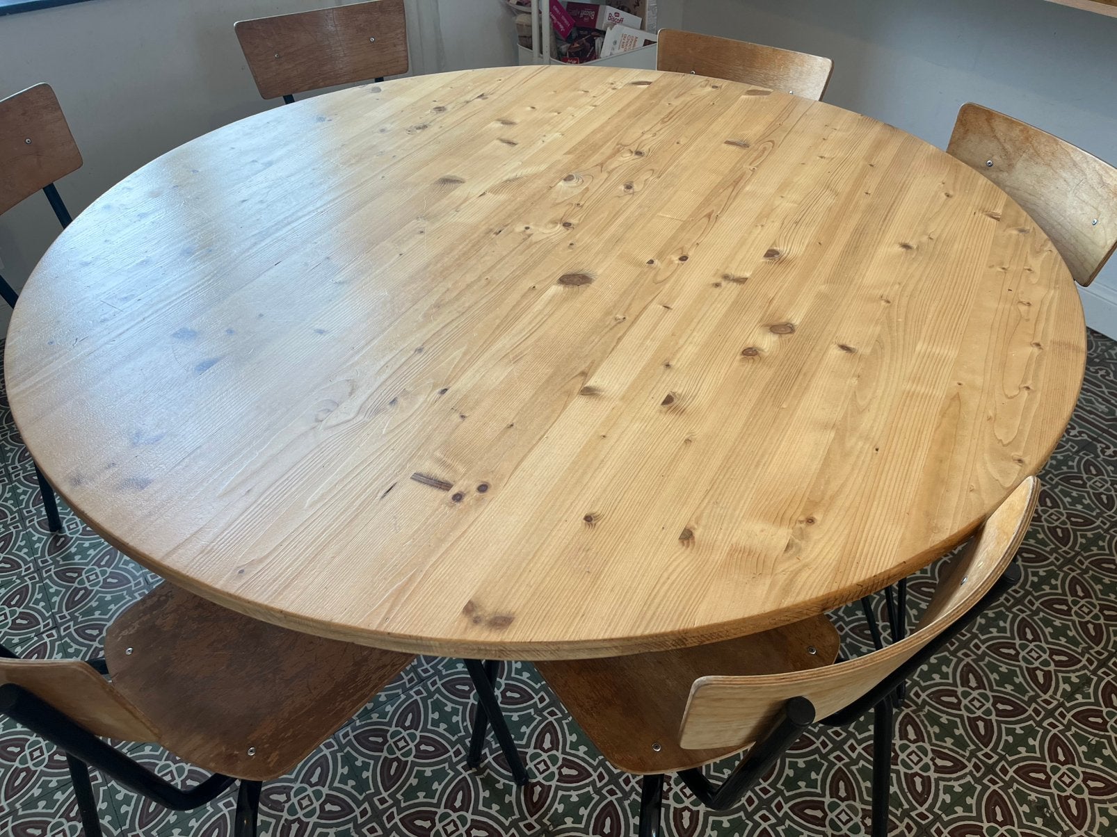 Ronde eettafel, Huis en Inrichting, Ophalen, Gebruikt, Rond, Grenenhout