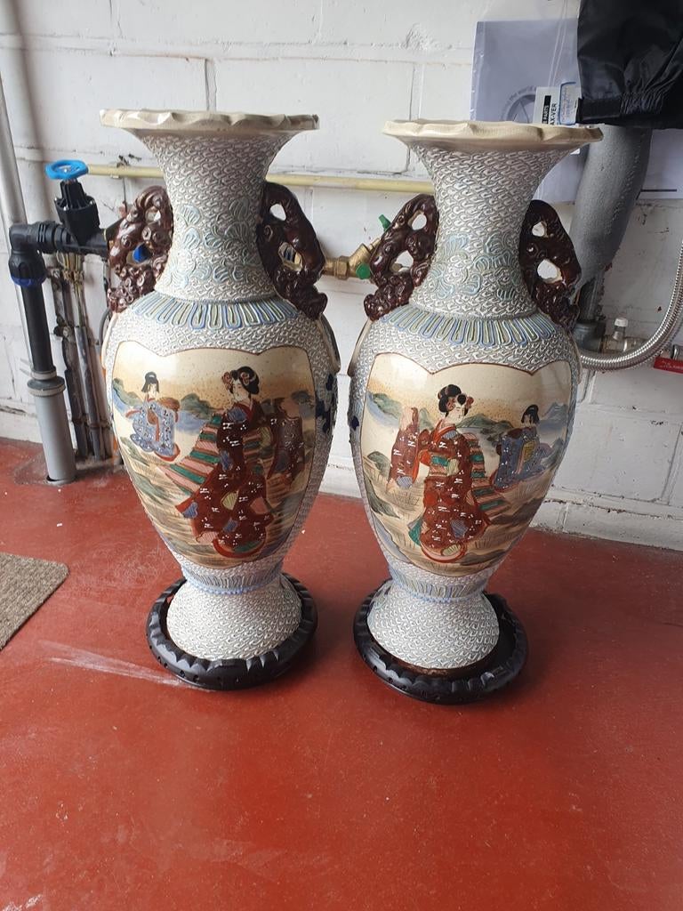 2 Japanse Satsuma vazen hoogte 65 cm, Enlèvement