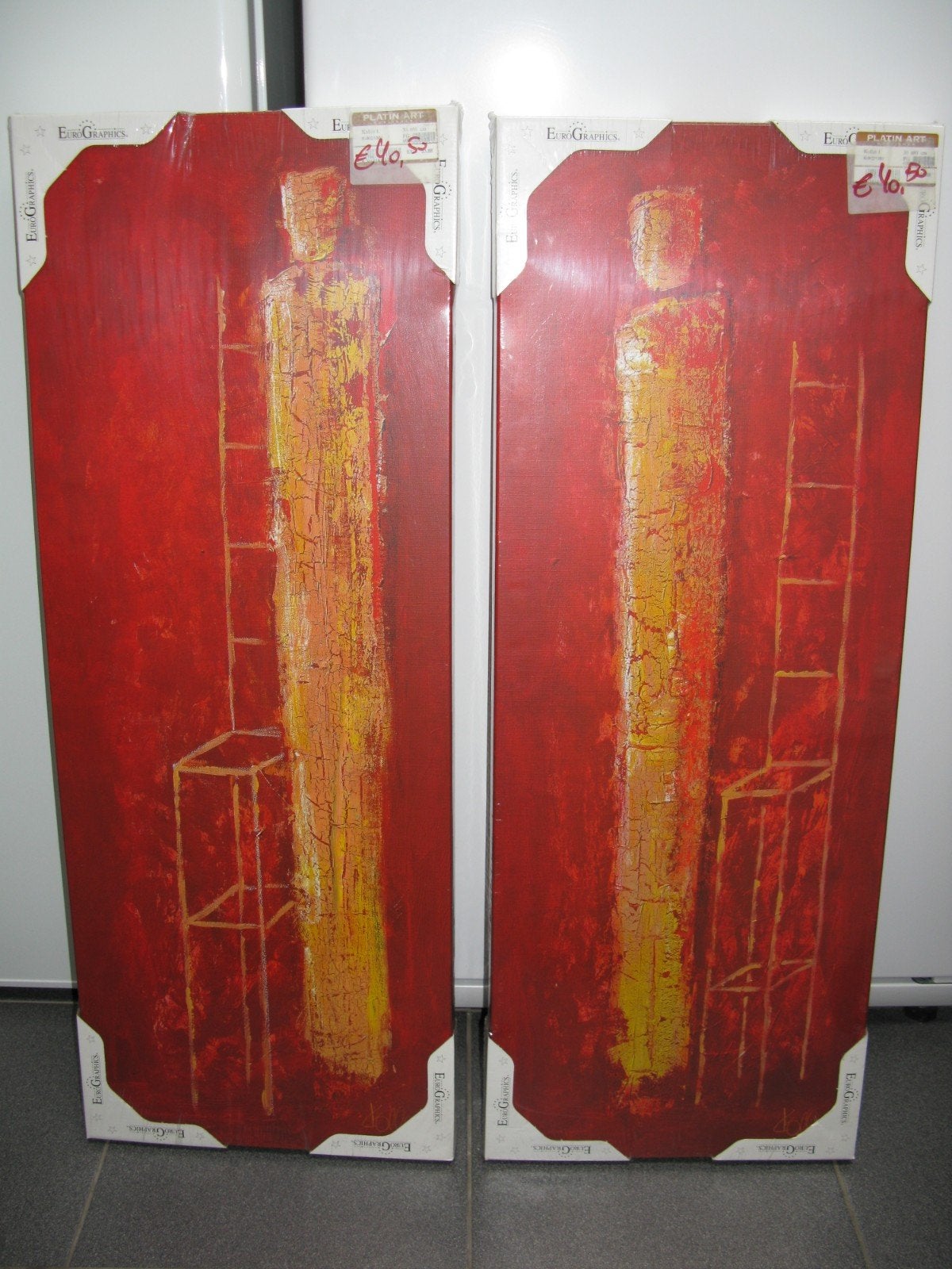 Nouveau 2x tableau graphique euro abstrait 30x80, Antiquités & Art, Enlèvement
