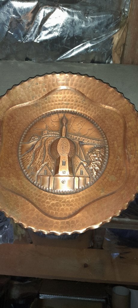Koperen plaat uit de stad Dinand, Antiek en Kunst, Ophalen, Koper
