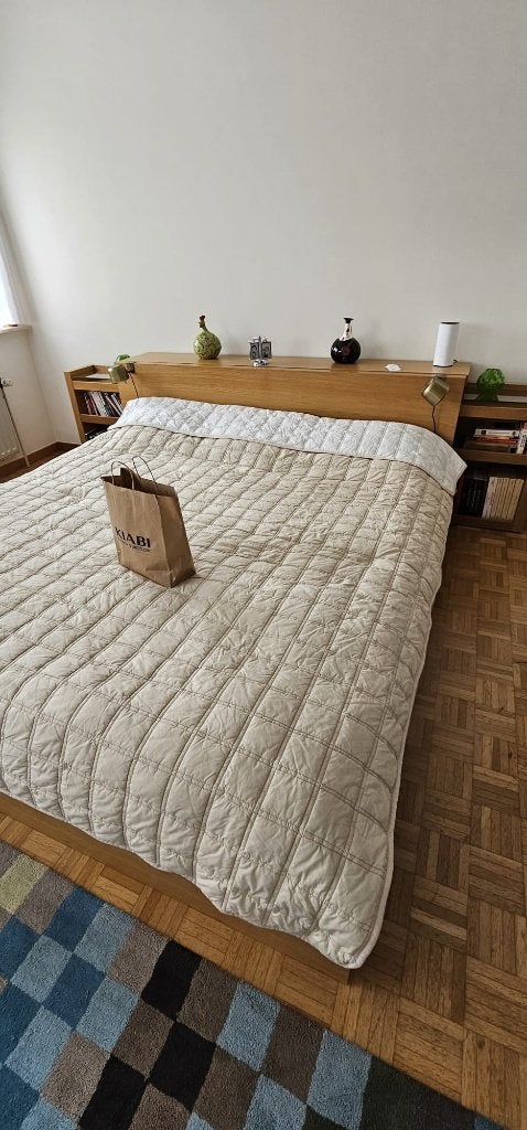 IKEA MALM eikenhouten bed 180x200 + boekenkast, Ophalen, Gebruikt